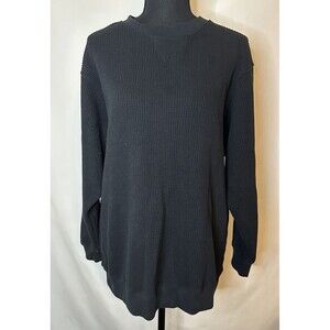 AERIE Oversized Thick Waffle Knit Thermal‎ Black Long Sleeve Shirt SMALL NWOT